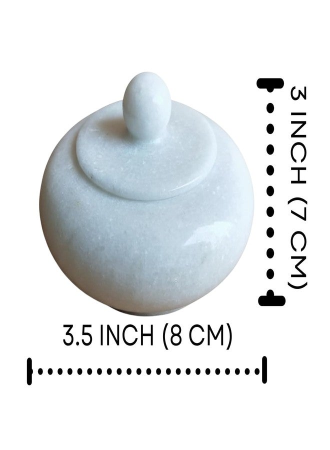 Salvus APP SOLUTIONS Antique Handmade Marble Round Shape Kumkum/Sindoor Box/Sindoor Dibbi - 8x8x4 cm - Image 2